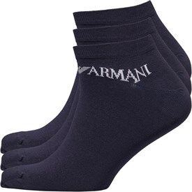 Emporio Armani Essential Logo Three Pack In Shoes Socks Navy Blue Emporio Armani Essential Logo Three Pack In Shoes Socks Navy Blue