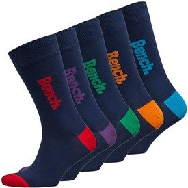 Bench Mens Hewett Five Pack Dress Socks Navy/Orange/Cyan/Red/Green/Purple Bench Mens Hewett Five Pack Dress Socks Navy/Orange/Cyan/Red/Green/Purple