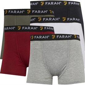 Farah Mens Gaveer Five Pack Boxers Black/White/Grey/Burgundy/Khaki Farah Mens Gaveer Five Pack Boxers Black/White/Grey/Burgundy/Khaki