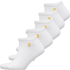 Farah Mens Urmston Five Pack Trainer Line Socks White Farah Mens Urmston Five Pack Trainer Line Socks White