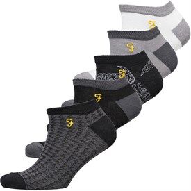 Farah Mens Windsor Five Pack Trainer Liner Socks Assorted Farah Mens Windsor Five Pack Trainer Liner Socks Assorted
