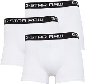 G-Star Mens Classic Three Pack Trunks White/Black G-Star Mens Classic Three Pack Trunks White/Black