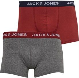 JACK AND JONES Mens Grud Trunks Two Pack Rosewood/Grey Melange JACK AND JONES Mens Grud Trunks Two Pack Rosewood/Grey Melange