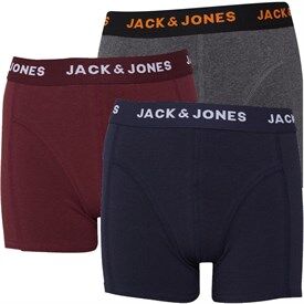JACK AND JONES Junior Boys Three Pack Solid Trunks Navy Blazer/Port Royale/Dark Grey Melange JACK AND JONES Junior Boys Three Pack Solid Trunks Navy Blazer/Port Royale/Dark Grey Melange