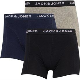 JACK AND JONES Mens Anthony Three Pack Trunks Black JACK AND JONES Mens Anthony Three Pack Trunks Black