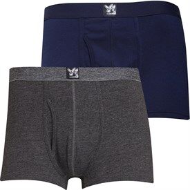 Kangaroo Poo Mens Two Pack Boxer Shorts Dark Navy/Mid Grey Kangaroo Poo Mens Two Pack Boxer Shorts Dark Navy/Mid Grey