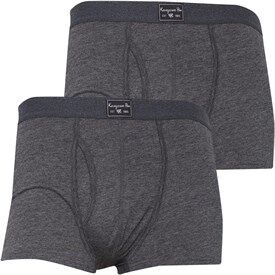 Kangaroo Poo Mens Two Pack Boxer Shorts Charcoal Marl Kangaroo Poo Mens Two Pack Boxer Shorts Charcoal Marl