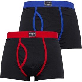 Kangaroo Poo Mens Two Pack Boxer Shorts Black/Red Black/Royal Kangaroo Poo Mens Two Pack Boxer Shorts Black/Red Black/Royal