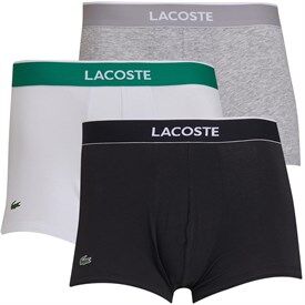 Lacoste Mens Colours Three Pack Trunks Black/White/Grey Lacoste Mens Colours Three Pack Trunks Black/White/Grey