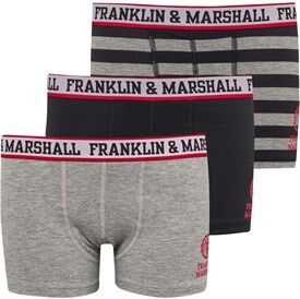 Marshall Franklin & Marshall Boys Three Pack Trunks Black/Grey/Stripe Marshall Franklin & Marshall Boys Three Pack Trunks Black/Grey/Stripe