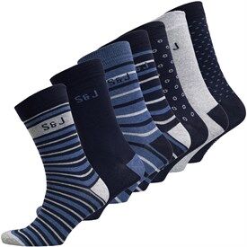 Smith And Jones Mens Roco Seven Pack Socks Plain/Stripe/Pattern Smith And Jones Mens Roco Seven Pack Socks Plain/Stripe/Pattern