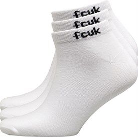 French Connection Mens FCUK Three Pack Trainer Socks White French Connection Mens FCUK Three Pack Trainer Socks White