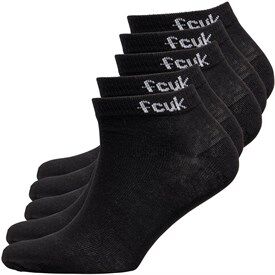 French Connection Mens FCUK Five Pack Trainer Socks Black French Connection Mens FCUK Five Pack Trainer Socks Black