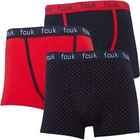 French Connection Mens FCUK Three Pack Boxers FCUK 15 Marl/Red/Dot French Connection Mens FCUK Three Pack Boxers FCUK 15 Marl/Red/Dot