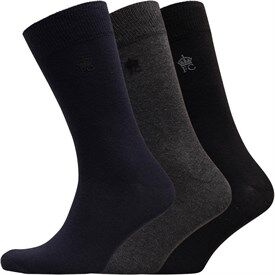 French Connection Mens FC Three Pack Socks Black/Marine/Charcoal French Connection Mens FC Three Pack Socks Black/Marine/Charcoal