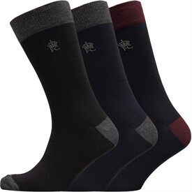 French Connection Mens FC Heel & Toe Three Pack Socks Multi French Connection Mens FC Heel & Toe Three Pack Socks Multi