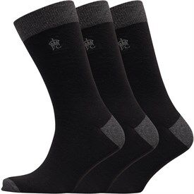 French Connection Mens FC Heel & Toe Three Pack Socks Black/Charcoal French Connection Mens FC Heel & Toe Three Pack Socks Black/Charcoal