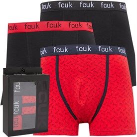French Connection Mens FCUK Three Pack Boxers FCUK 12 Black/Red Print/Black French Connection Mens FCUK Three Pack Boxers FCUK 12 Black/Red Print/Black