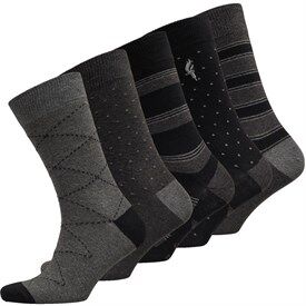 Onfire Mens Five Pack Socks Black/Grey Onfire Mens Five Pack Socks Black/Grey