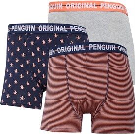 Original Penguin Mens AOP Stripe Pete Three Pack Boxers Navy Original Penguin Mens AOP Stripe Pete Three Pack Boxers Navy