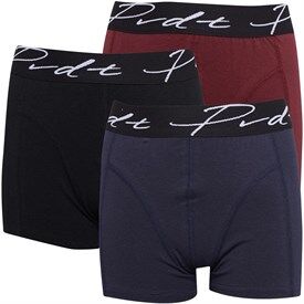 PRODUKT Junior Boys Pktqua Itallic Three Pack Boxers Navy/Black/Port PRODUKT Junior Boys Pktqua Itallic Three Pack Boxers Navy/Black/Port