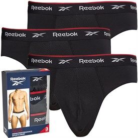 Reebok Mens Wiggins Performance Three Pack Briefs Black Reebok Mens Wiggins Performance Three Pack Briefs Black