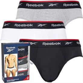 Reebok Mens Wiggins Performance Three Pack Briefs Black/Grey Marl/White Reebok Mens Wiggins Performance Three Pack Briefs Black/Grey Marl/White