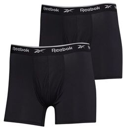 Reebok Mens Ainslie Performance Two Pack Medium Trunks Black Reebok Mens Ainslie Performance Two Pack Medium Trunks Black
