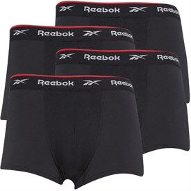 Reebok Mens Redgrave Performance Four Pack Short Trunks Black Reebok Mens Redgrave Performance Four Pack Short Trunks Black