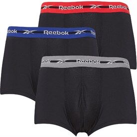 Reebok Mens Milten Performance Three Pack Short Trunks Black/Red/Grey/Cobalt Reebok Mens Milten Performance Three Pack Short Trunks Black/Red/Grey/Cobalt