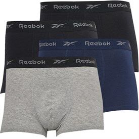 Reebok Mens Nilson Four Pack Trunks Black/Grey Marl/Navy/Black Reebok Mens Nilson Four Pack Trunks Black/Grey Marl/Navy/Black