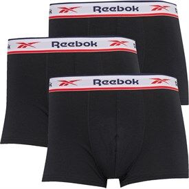 Reebok Mens Jonath Three Pack Trunks Black/Black/Black Reebok Mens Jonath Three Pack Trunks Black/Black/Black