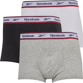 Reebok Mens Barlow Three Pack Trunks Black/Grey Marl/White Reebok Mens Barlow Three Pack Trunks Black/Grey Marl/White