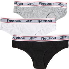 Reebok Womens Aria Logo Cotton Three Pack Briefs Black/White/Grey Marl Reebok Womens Aria Logo Cotton Three Pack Briefs Black/White/Grey Marl