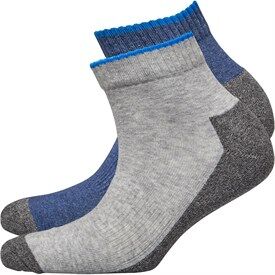 SKECHERS Boys Fashion Cushioned Quarter Socks Two Pack Denim Melange SKECHERS Boys Fashion Cushioned Quarter Socks Two Pack Denim Melange