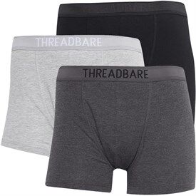 Threadbare Mens Pinnacle Three Pack Boxers Black/ Grey Marl/Charcoal Marl Threadbare Mens Pinnacle Three Pack Boxers Black/ Grey Marl/Charcoal Marl