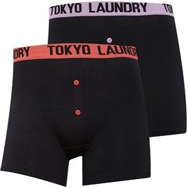 Tokyo Laundry Mens Nelson 2 Two Pack Boxers Hot Coral/Lavender Herb Tokyo Laundry Mens Nelson 2 Two Pack Boxers Hot Coral/Lavender Herb
