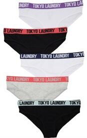 Tokyo Laundry Womens Geranium Five Pack Briefs Black/Optic White/Grey Marl Tokyo Laundry Womens Geranium Five Pack Briefs Black/Optic White/Grey Marl