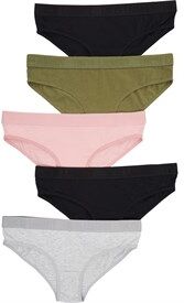 Tokyo Laundry Womens Roo Five Pack Briefs Khaki/Black/Blush/Grey Marl Tokyo Laundry Womens Roo Five Pack Briefs Khaki/Black/Blush/Grey Marl
