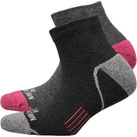Blue Mountain Womens Two Pack Merino Wool Quarter Walking Socks Charcoal/Pink/Black Blue Mountain Womens Two Pack Merino Wool Quarter Walking Socks Charcoal/Pink/Black