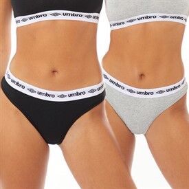Umbro Womens Two Pack Briefs Black/Grey Marl Umbro Womens Two Pack Briefs Black/Grey Marl