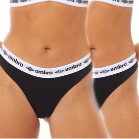 Umbro Womens Two Pack Thongs Black/Black Umbro Womens Two Pack Thongs Black/Black