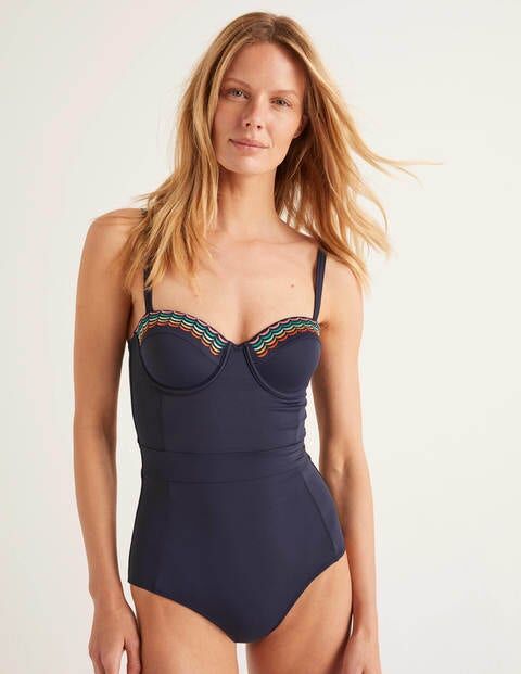 Boden Samos Cup-size Swimsuit Navy Embroidery Women Boden  Size: 34D Boden Samos Cup-size Swimsuit Navy Embroidery Women Boden  Size: 34D