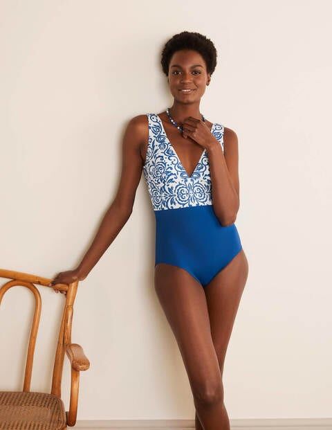 Boden Calabria Swimsuit Summit, Pacific Stamp Women Boden Nylon Size: 10 Boden Calabria Swimsuit Summit, Pacific Stamp Women Boden Nylon Size: 10