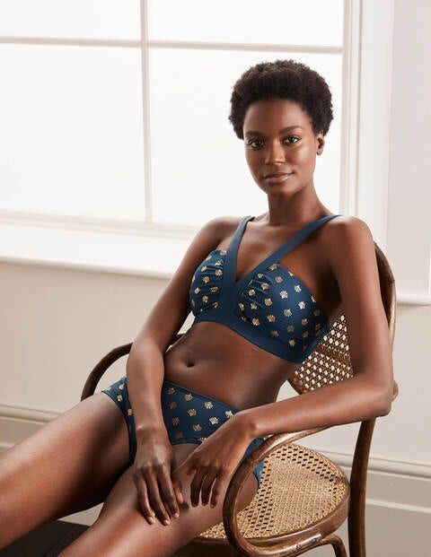 Boden Corsica Bikini Top Rich Teal and Gold, Coral Tile Women Boden Nylon Size: 12 Boden Corsica Bikini Top Rich Teal and Gold, Coral Tile Women Boden Nylon Size: 12