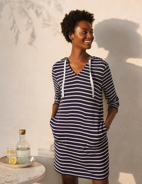 Boden Imelda Hooded Jersey Tunic Navy/ Ivory Women Boden Viscose Size: 6 Boden Imelda Hooded Jersey Tunic Navy/ Ivory Women Boden Viscose Size: 6