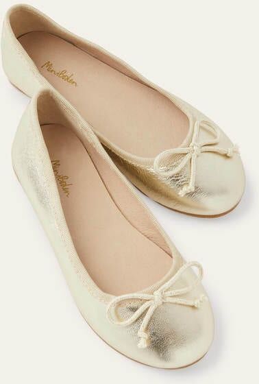 Mini Ballet Flats Gold Sparkle Leather Girls Boden Leather Size: 35
