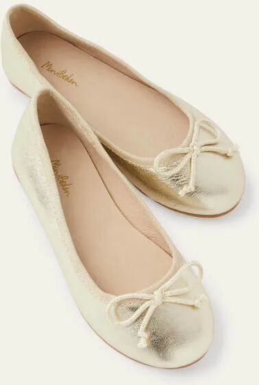 Mini Ballet Flats Gold Sparkle Leather Girls Boden Leather Size: 33