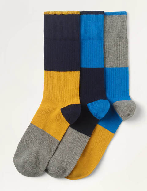 Boden Favourite Ribbed Socks Colourblock Stripe Pack Men Boden Cotton Size: ONE Boden Favourite Ribbed Socks Colourblock Stripe Pack Men Boden Cotton Size: ONE