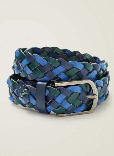 Boden Leather Plaited Belt Blues Multi Men Boden Leather Size: 34-36